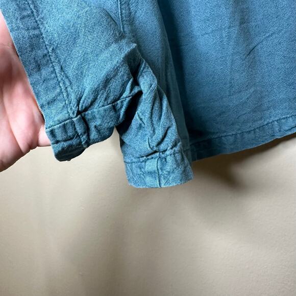 Anthropologie Pilcro Women’s Smocked Linen Blend Romper Teal Size XS Boho Beach - Picture 7 of 11